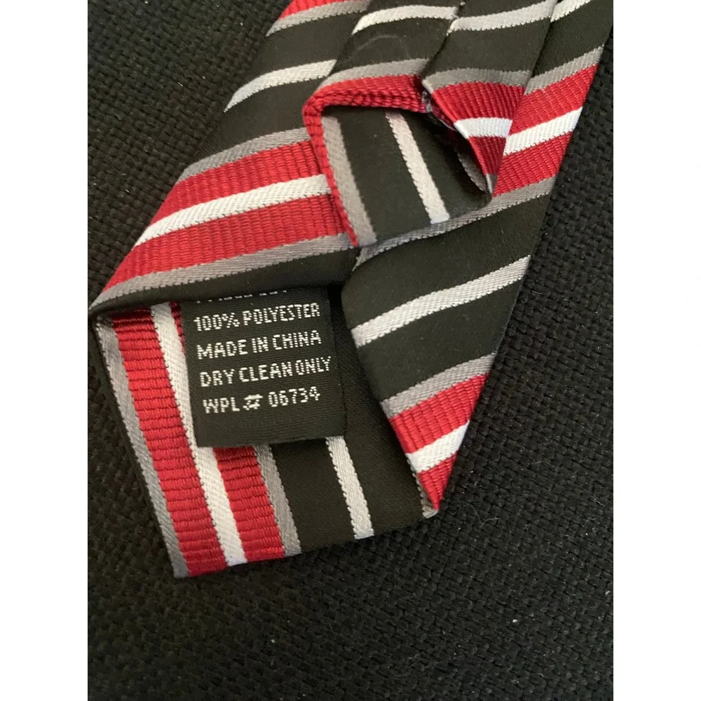 Boys Red Black Grey Striped Clip-On Necktie Formal Dress 100% Polyester